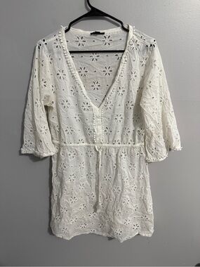 J Crew Dress Womens Medium Cotton Eyelet Florals Angel Bridal Shower Soft Girl